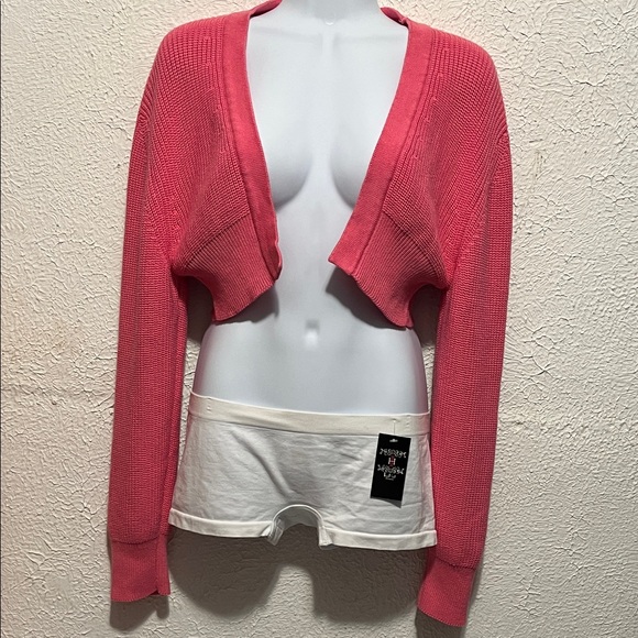 Alberto Audenino Serena Open-Front Pink Cropped Cardigan.